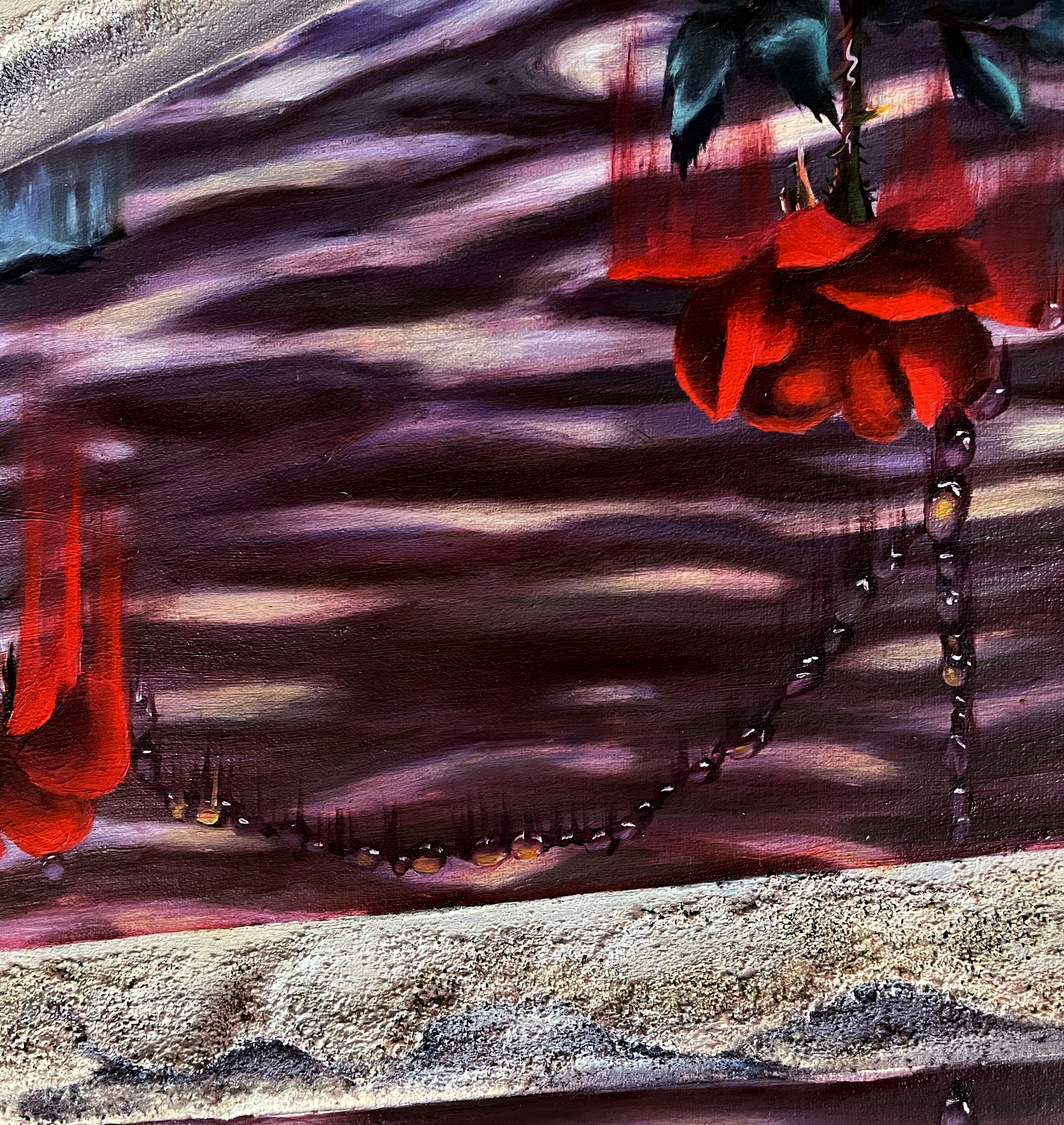 Take Me Down With You, (detail), 19.5x21x1 <br>oil and pumice gel on built canvas, 2024
<br>